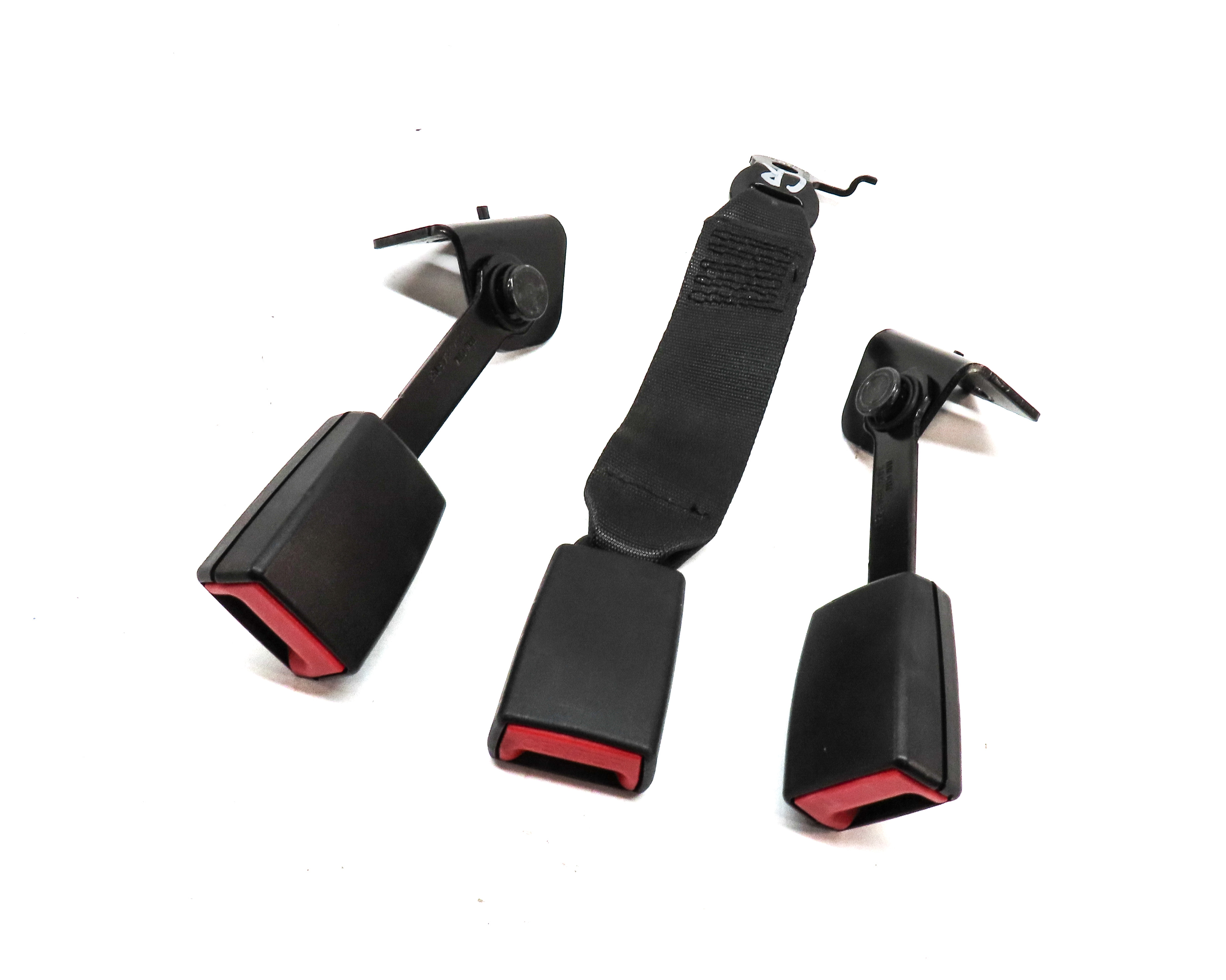 2014 BMW 750Li (F01) REAR LEFT CENTER RIGHT SEAT SEATBELT BUCKLE SET/3 (BLACK) — exact item pictured